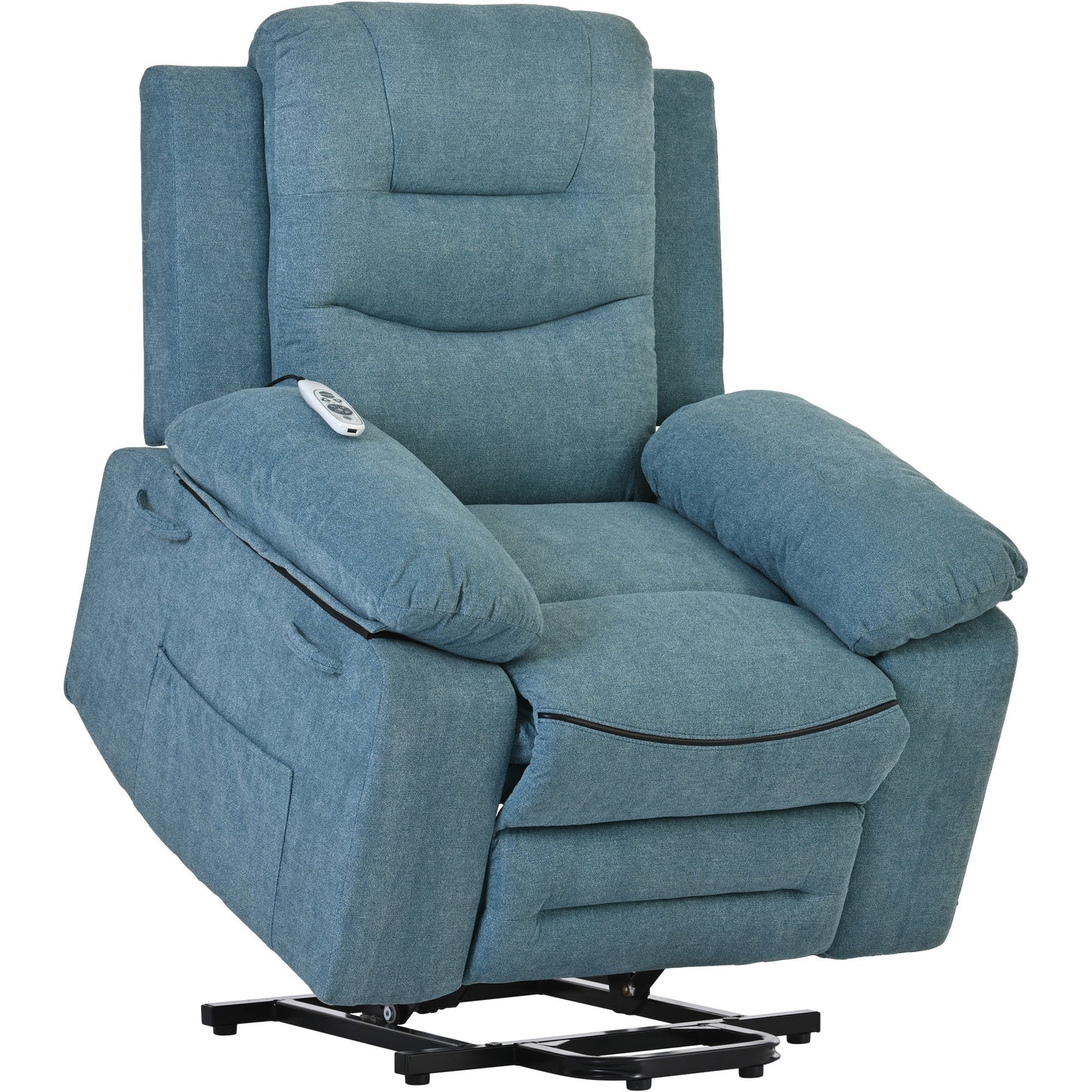 Adjustable Heat and Massage Blue Power Lift Recliner Chair with Infinite Position