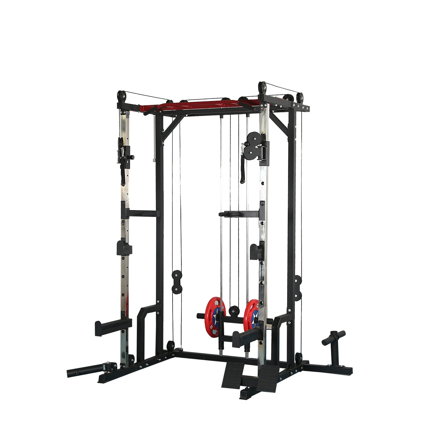 Power cage with LAT PullDown and Weight Storage Rack Optional Weight Bench, 1400 lb Capacity Power Rack for Home and Garage Gyms, Multiple Accessory Squat Racks for Full Body Workouts