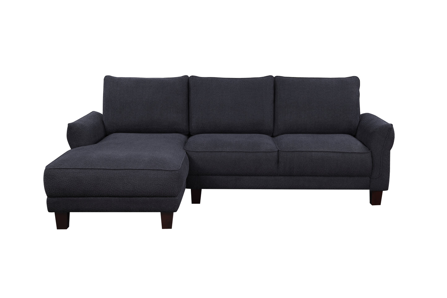 Sophisticated Black Sherpa Sectional Sofa with Left-Facing Chaise