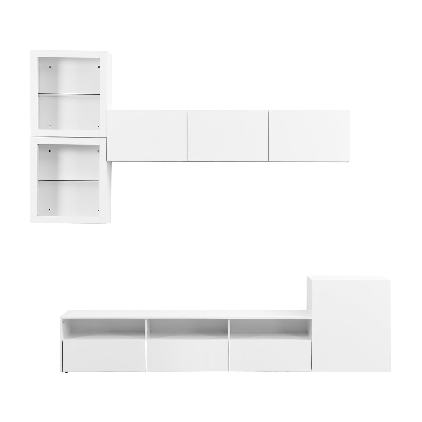 Elegant High Gloss TV Stand with Versatile Storage Cabinets, Media Console for TVs Up To 75, White