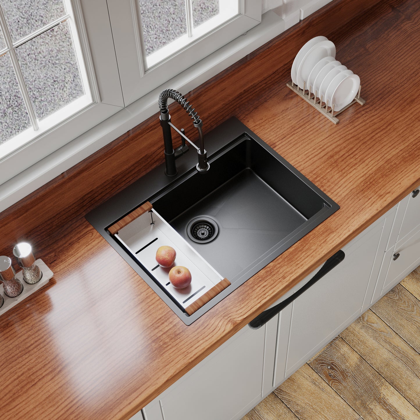 Gunmetal Black Stainless Steel Workstation Sink 27 x 22