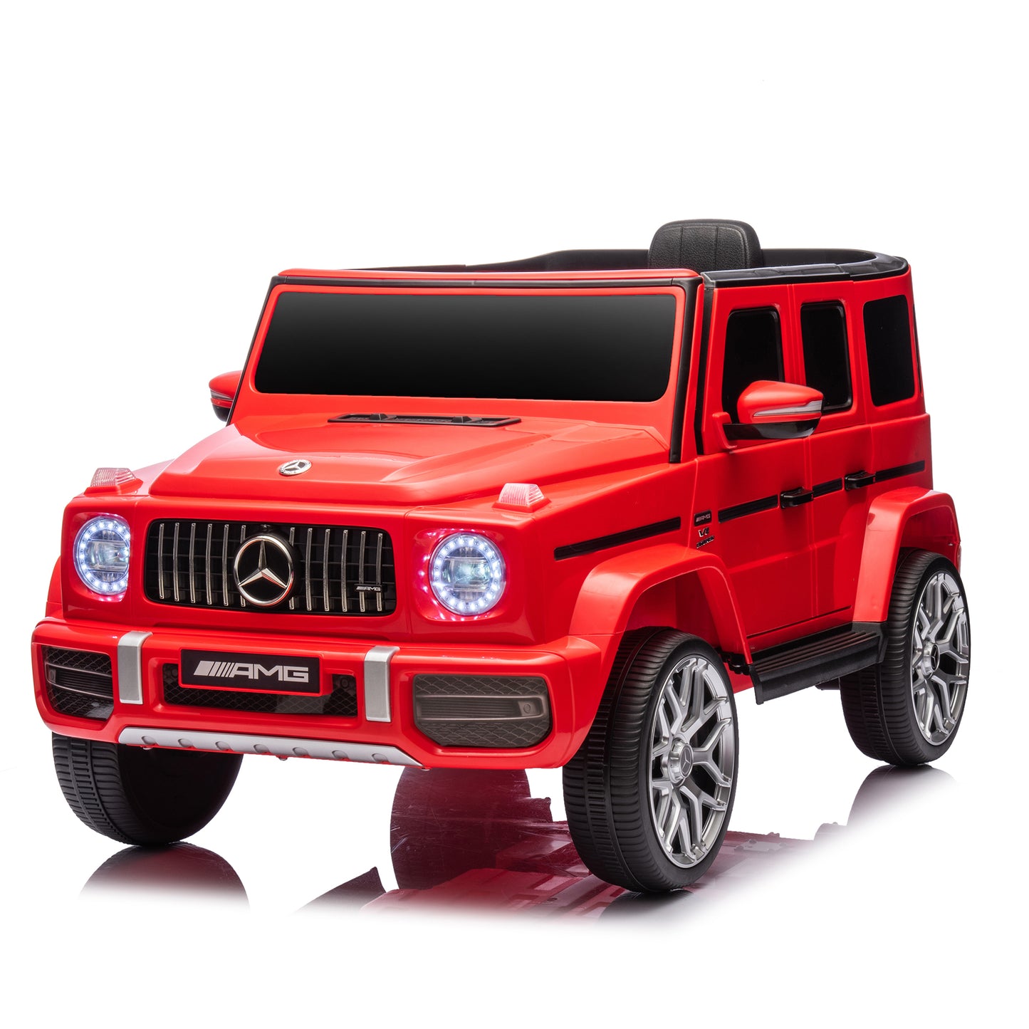 Licensed Mercedes Benz G63 Kids Ride On Car, 12V Electric Vehicle with Remote Control, Double Open Doors, Music, Bluetooth, Wheels Suspension, Battery Powered for Children Boy Girl (Red)