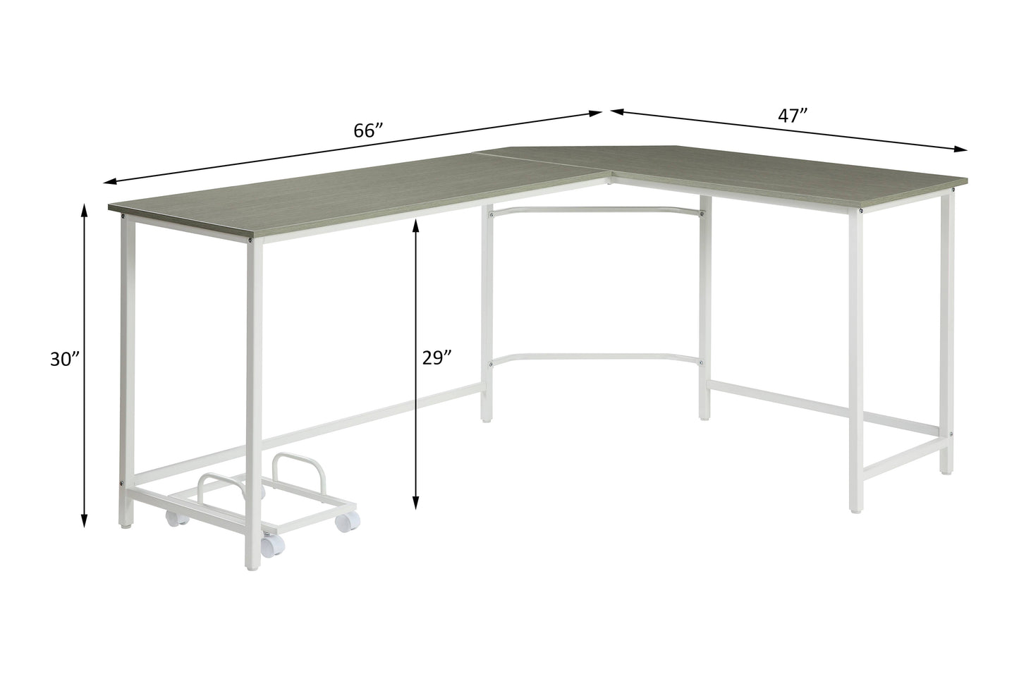 Dazenus Modern Gray and White L-Shaped Computer Desk