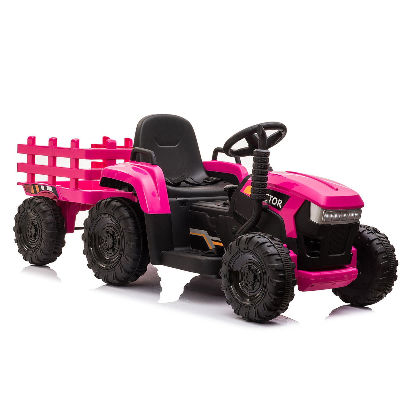 12V Kids Ride-On Tractor with Trailer and Music, Rosy