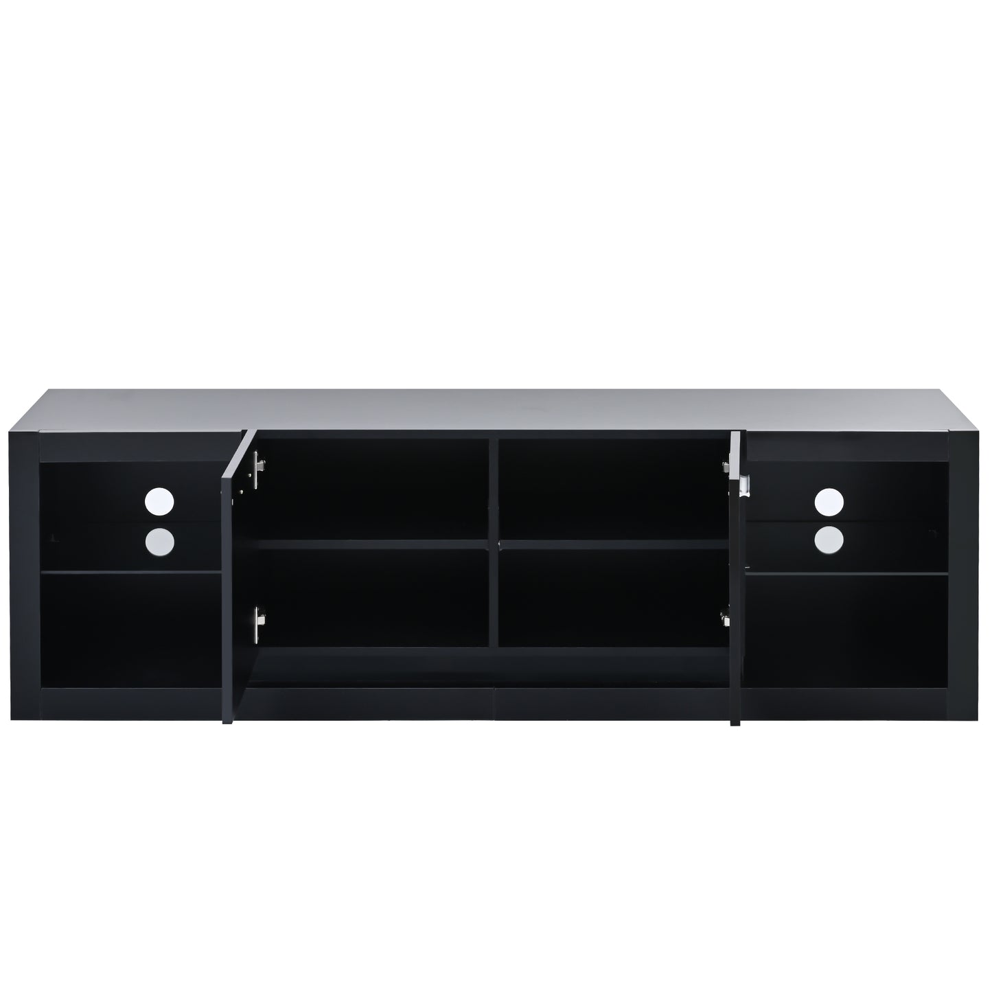 Sleek Black Entertainment Center with LED Lights for TVs Up to 70''