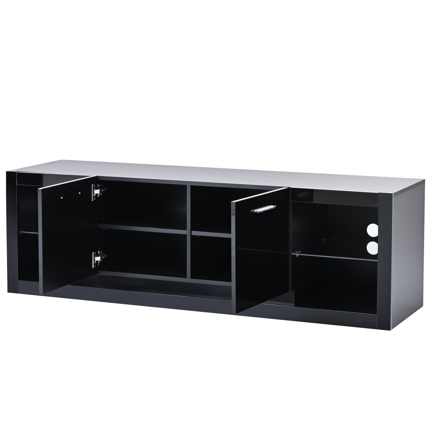 Sleek Black Entertainment Center with LED Lights for TVs Up to 70''