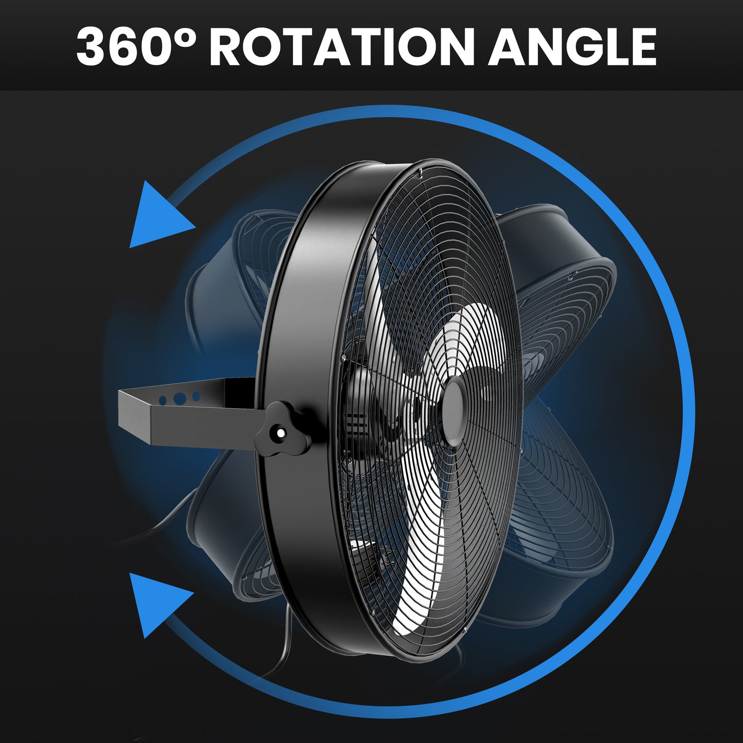 InfiniPower 20 Inch High Velocity Wall Mount Fan with Rack, 3 Speed Industrial/Commercial Metal Ventilation Fan