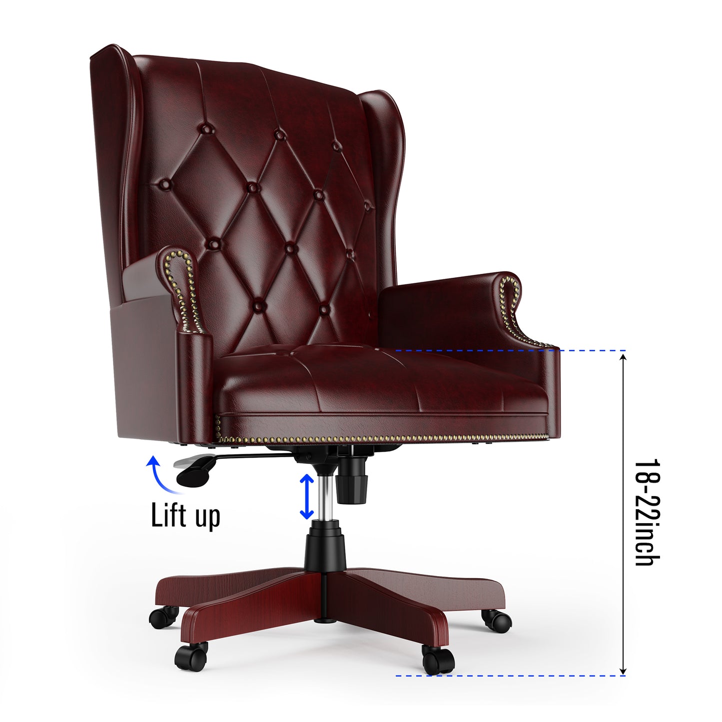 330LBS Executive Office Chair, Ergonomic Design High Back Reclining Comfortable Desk Chair - Burgundy