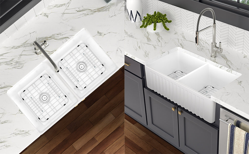 Elegant White Ceramic Farmhouse Kitchen Sink