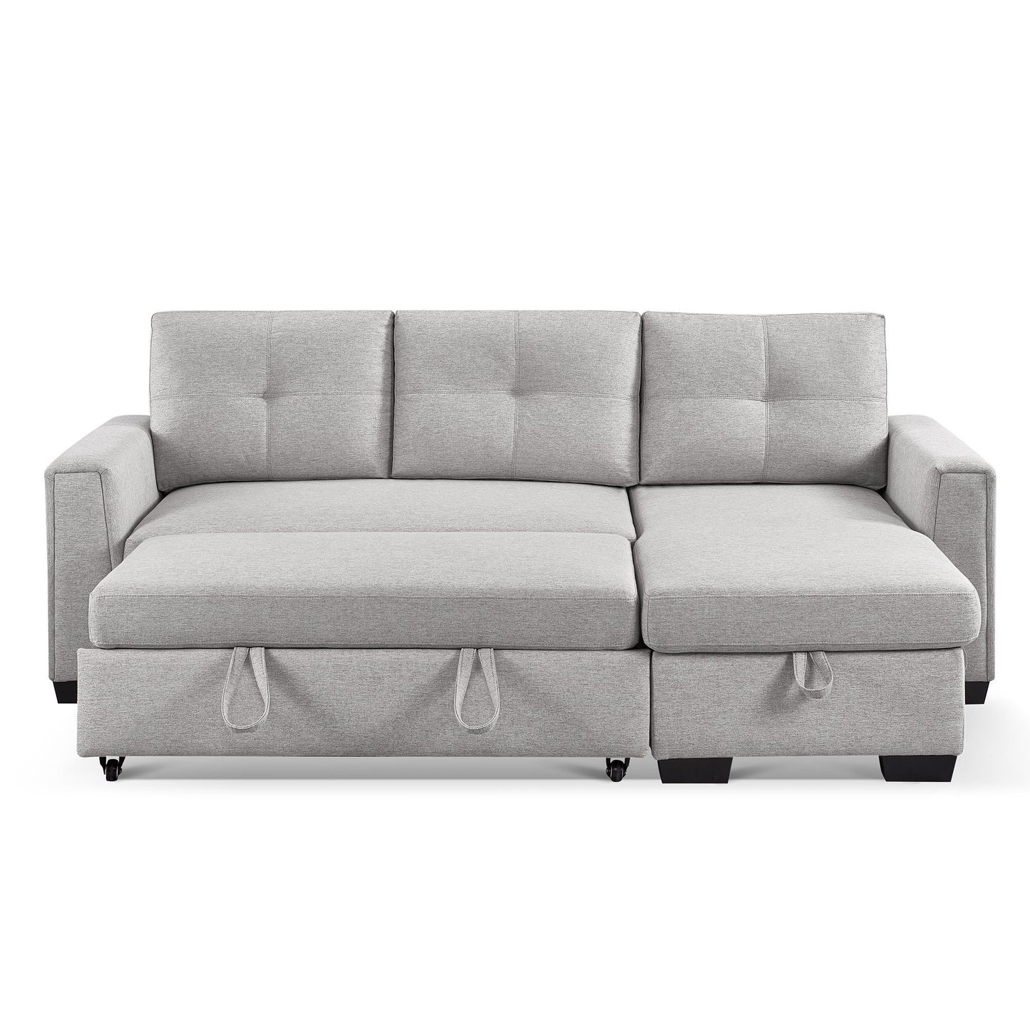 Modular Reversible Sleeper Sectional Sofa with Storage Chaise - Light Grey