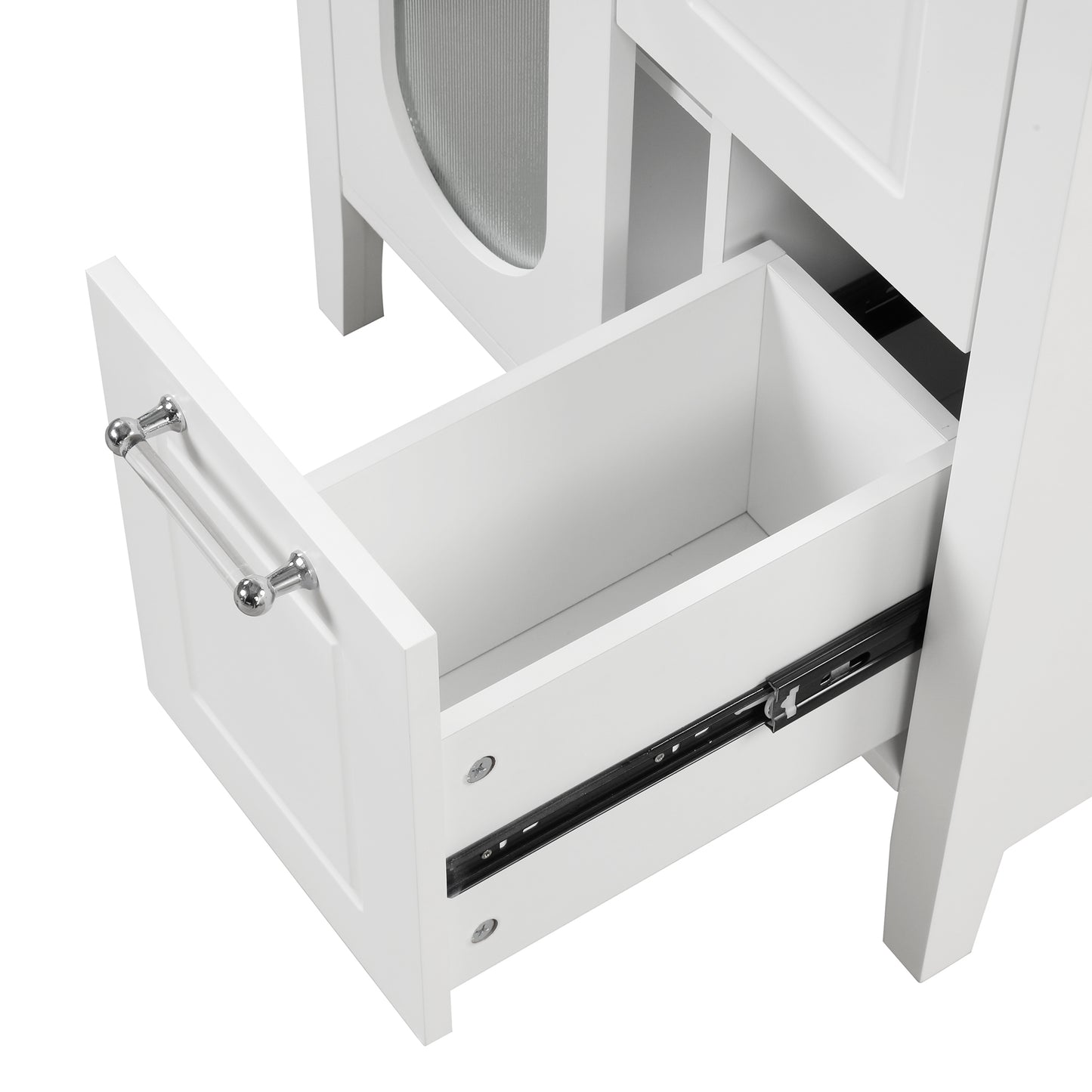 24-Inch White Bathroom Vanity Cabinet with Sink, Two Drawers, and Adjustable Shelf