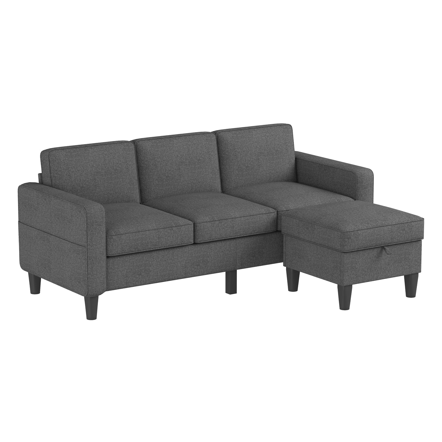 Sofas for families, apartments, dorms, bonus rooms, compact Spaces with lounge lounges, 3 seater, L-shaped design for the chaise, 680 LBS capacity - dark grey