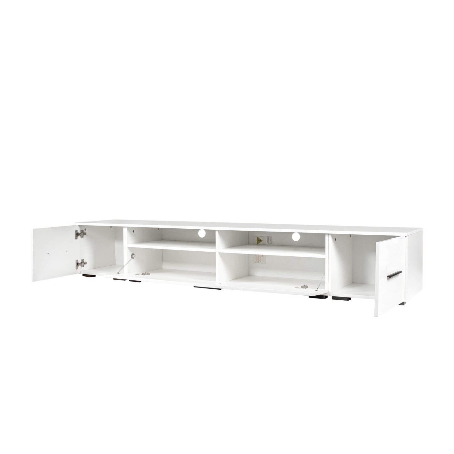 Elegant White Floating TV Stand Set with LED Lights - Versatile Minimalist Entertainment Center for Large TVs