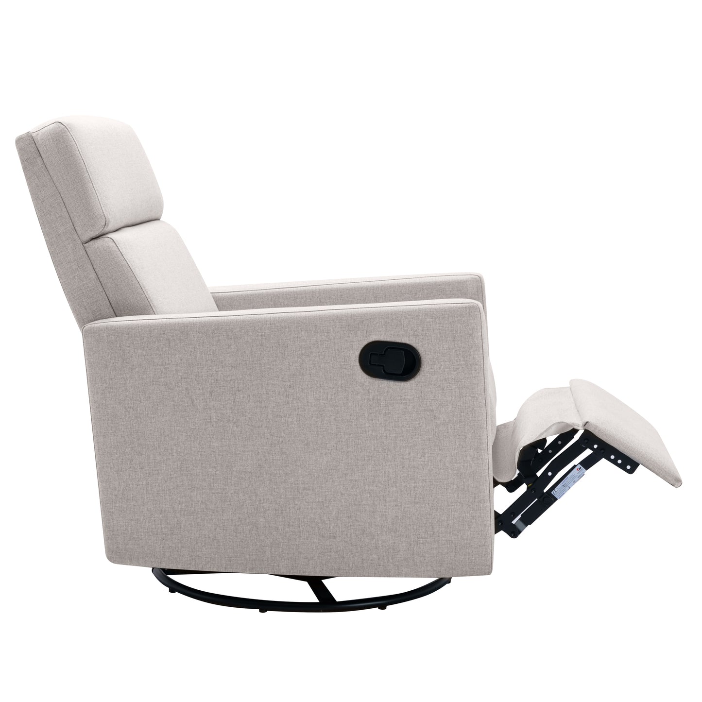 Modern Tan Upholstered Nursery Rocker Chair with Swivel Recliner