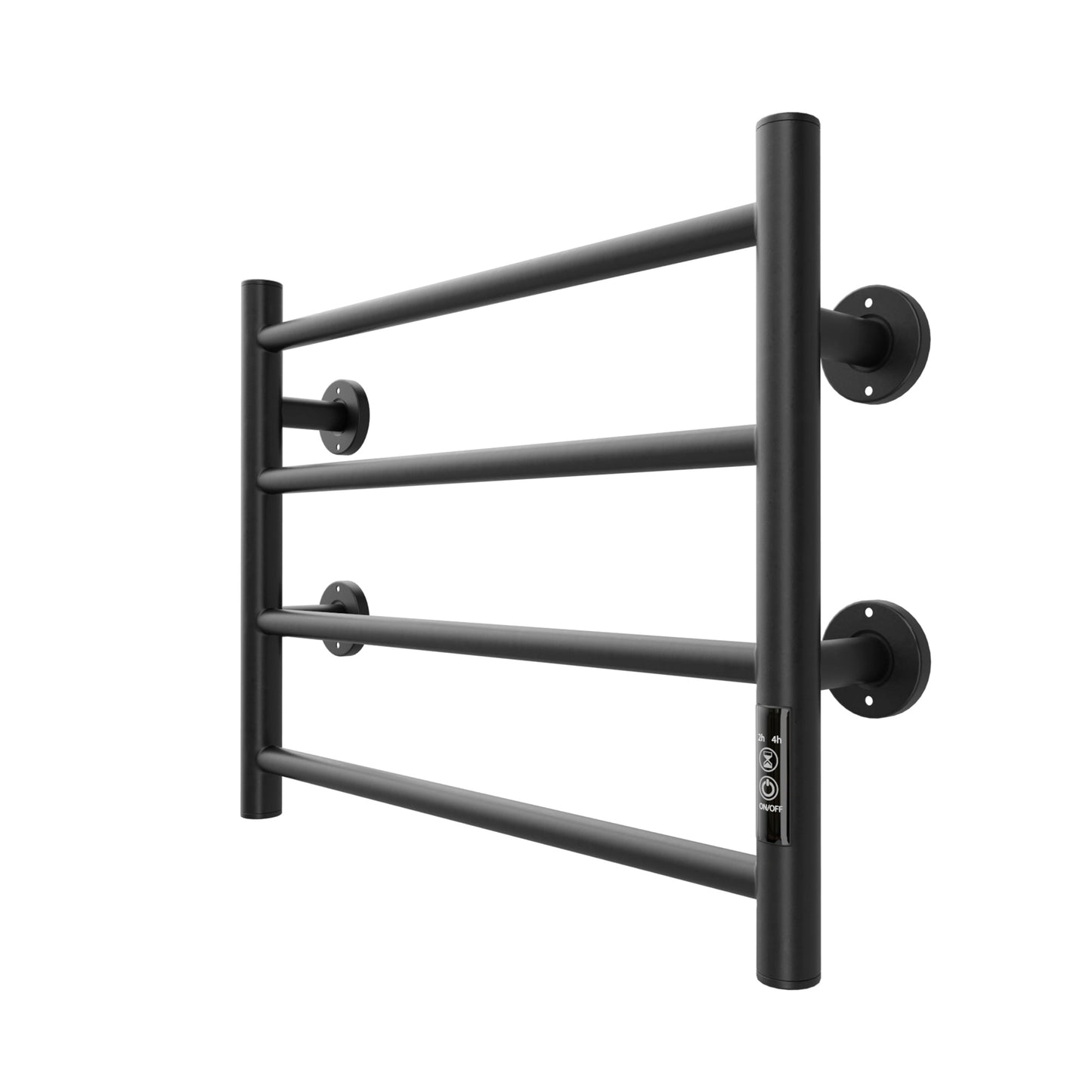 Wall-Mounted Electric Black Heated Towel Warmer with Stainless Steel (4 Bars)