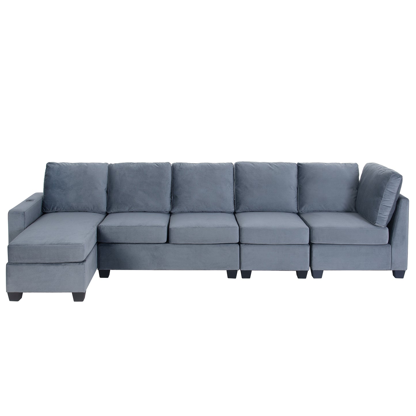 138*57 Modern L shape Sectional Sofa with Convertible Chaise Lounge