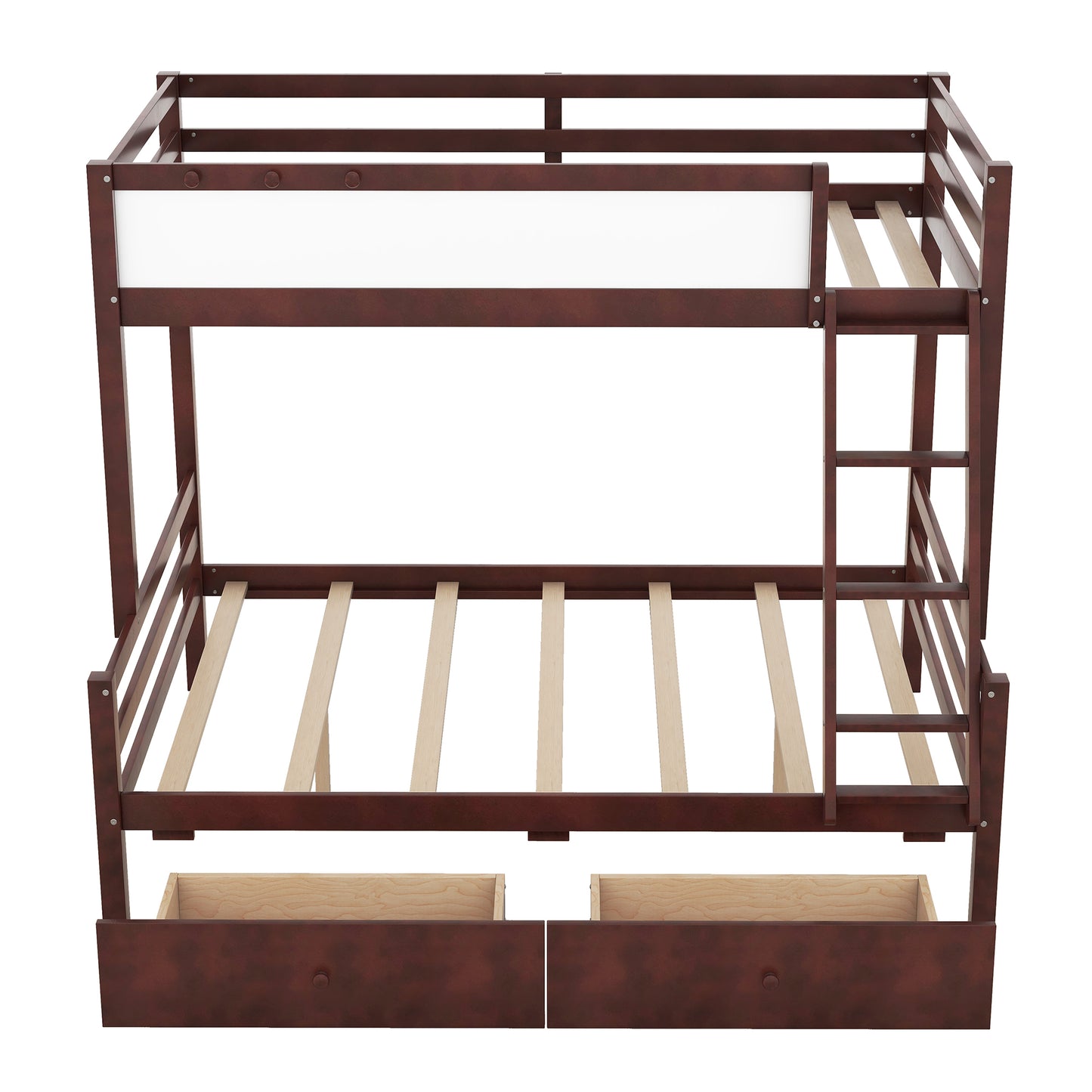 Espresso Twin over Full Bunk Bed with Whiteboard, Storage, and Safety Features