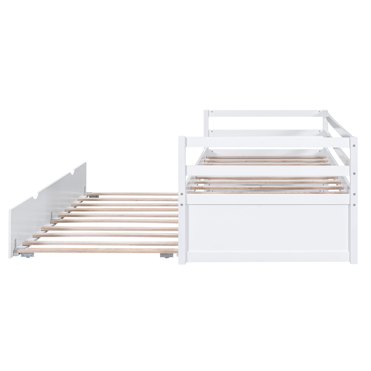 Twin Size Wood Daybed with Twin Size Trundle, White(Expected Arrival Time: 1.7)