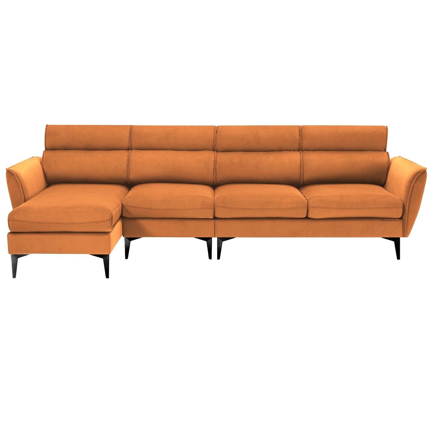 Convertible Flannel L-Shape Sectional Sofa with Left/Right Chaise