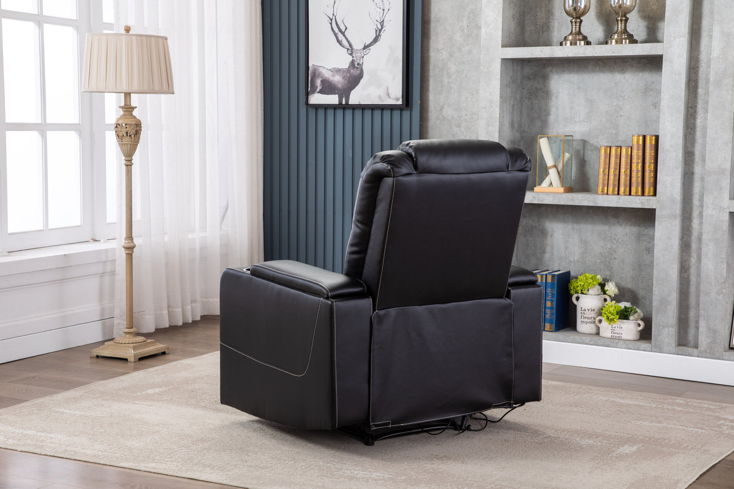 Luxurious Recliner with Cup Holder and USB Port in PU Material