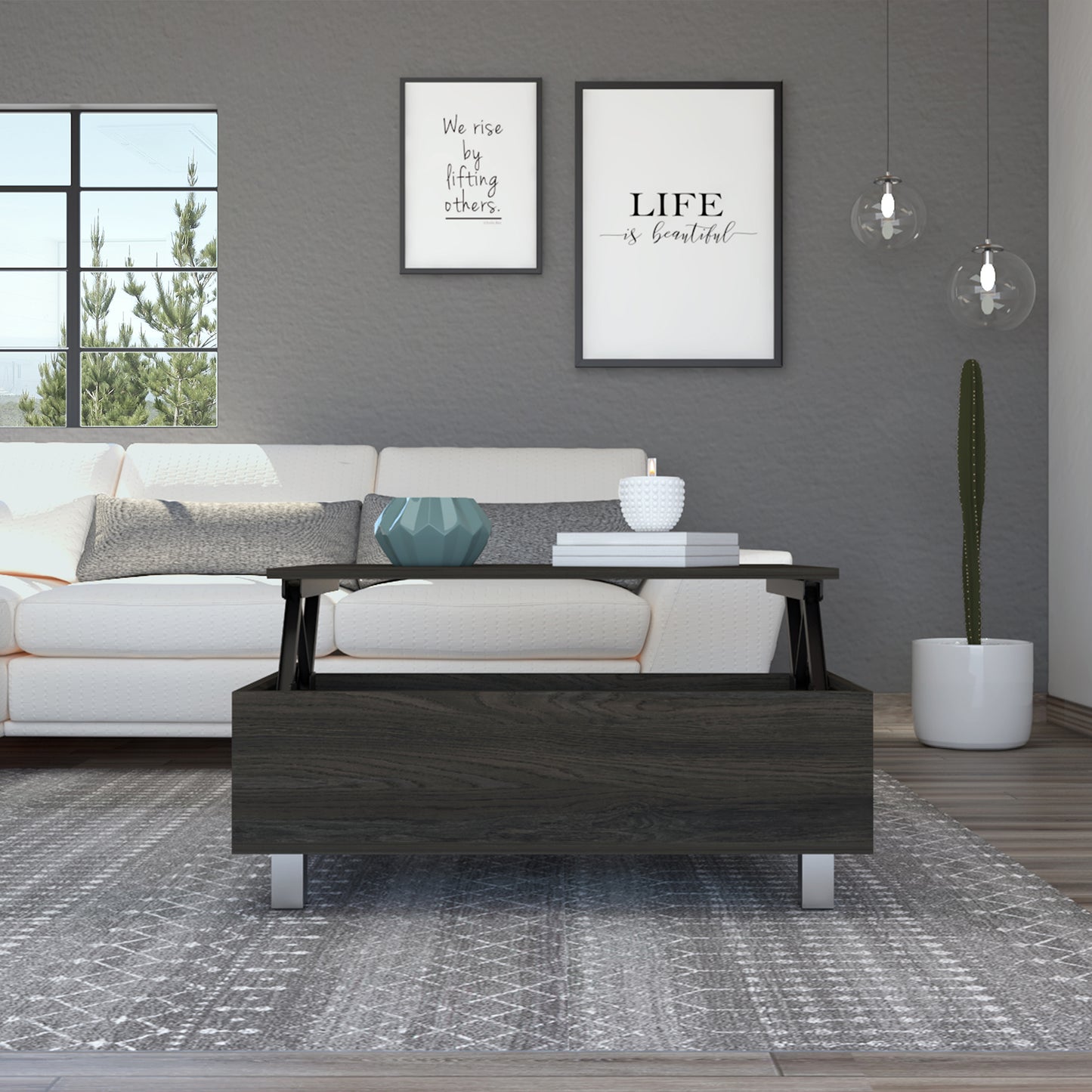 Tilton Lift Top Rectangle Coffee Table in Carbon Espresso