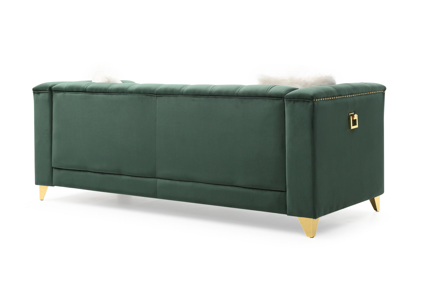 Russell Tufted Upholstery 3Pc Living Room Set Finished in Velvet Fabric in Green