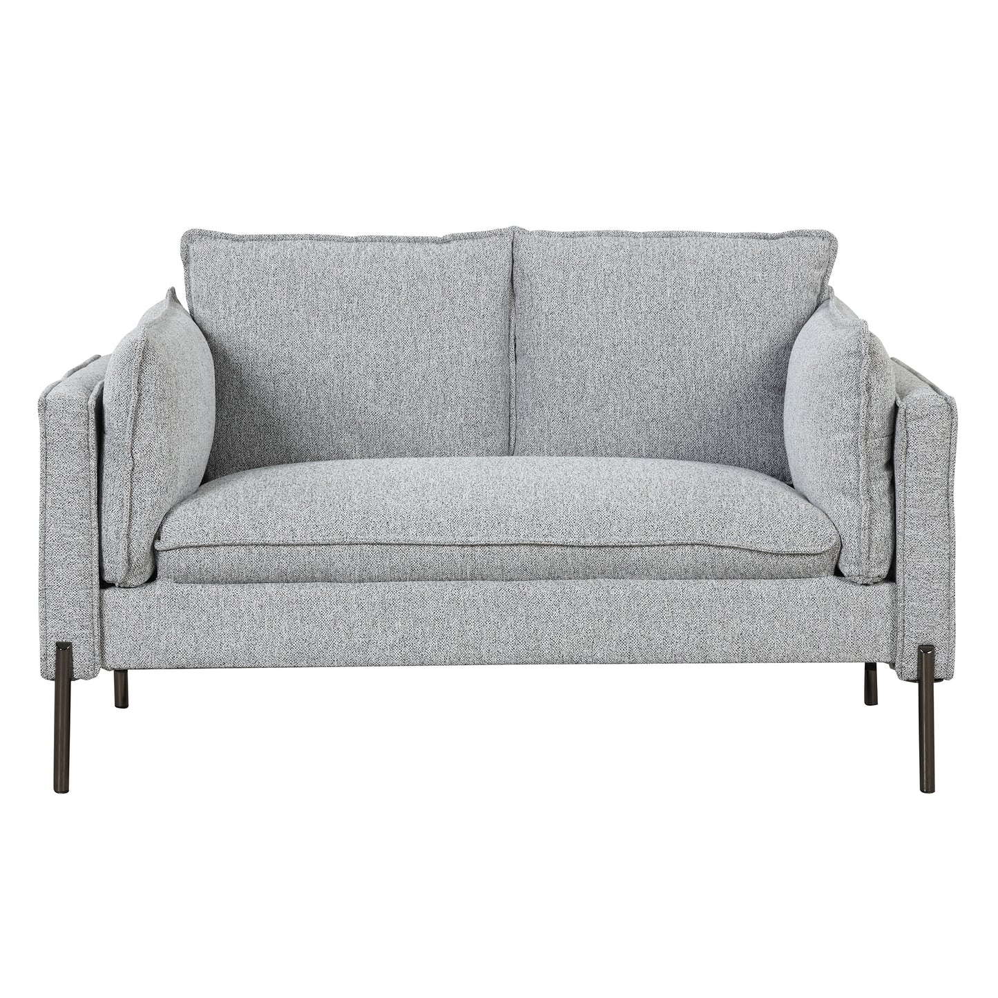 Small Space Modern Loveseat Sofa with Linen Fabric and Bolster Pillows