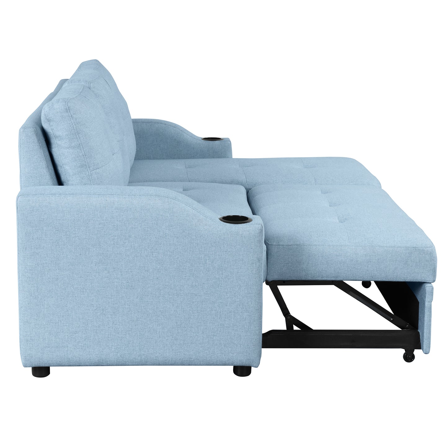 Orisfur Pull Out Sofa Bed with Storage Chaise and Cup Holder