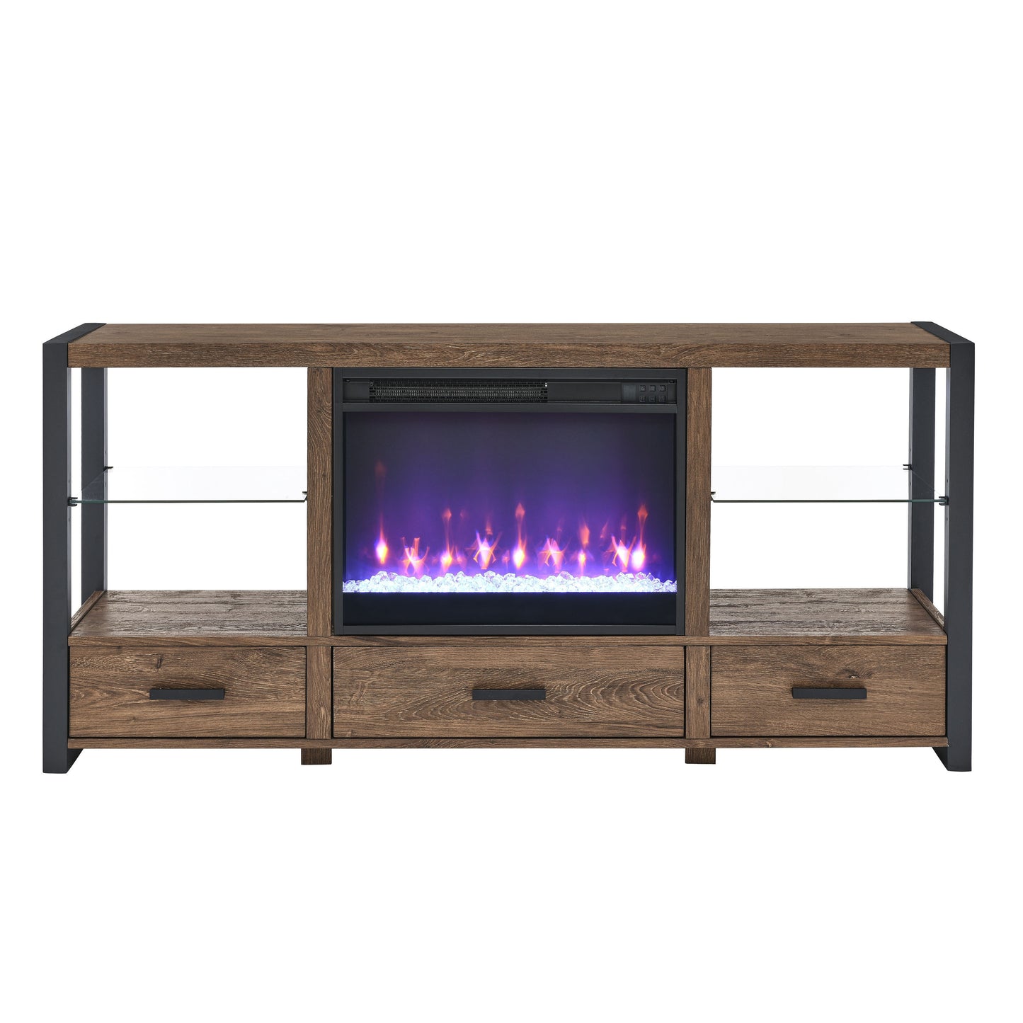 60 inch Electric Fireplace TV Stand With Multi-Color LED Lights - Reclaimed Barnwood Color