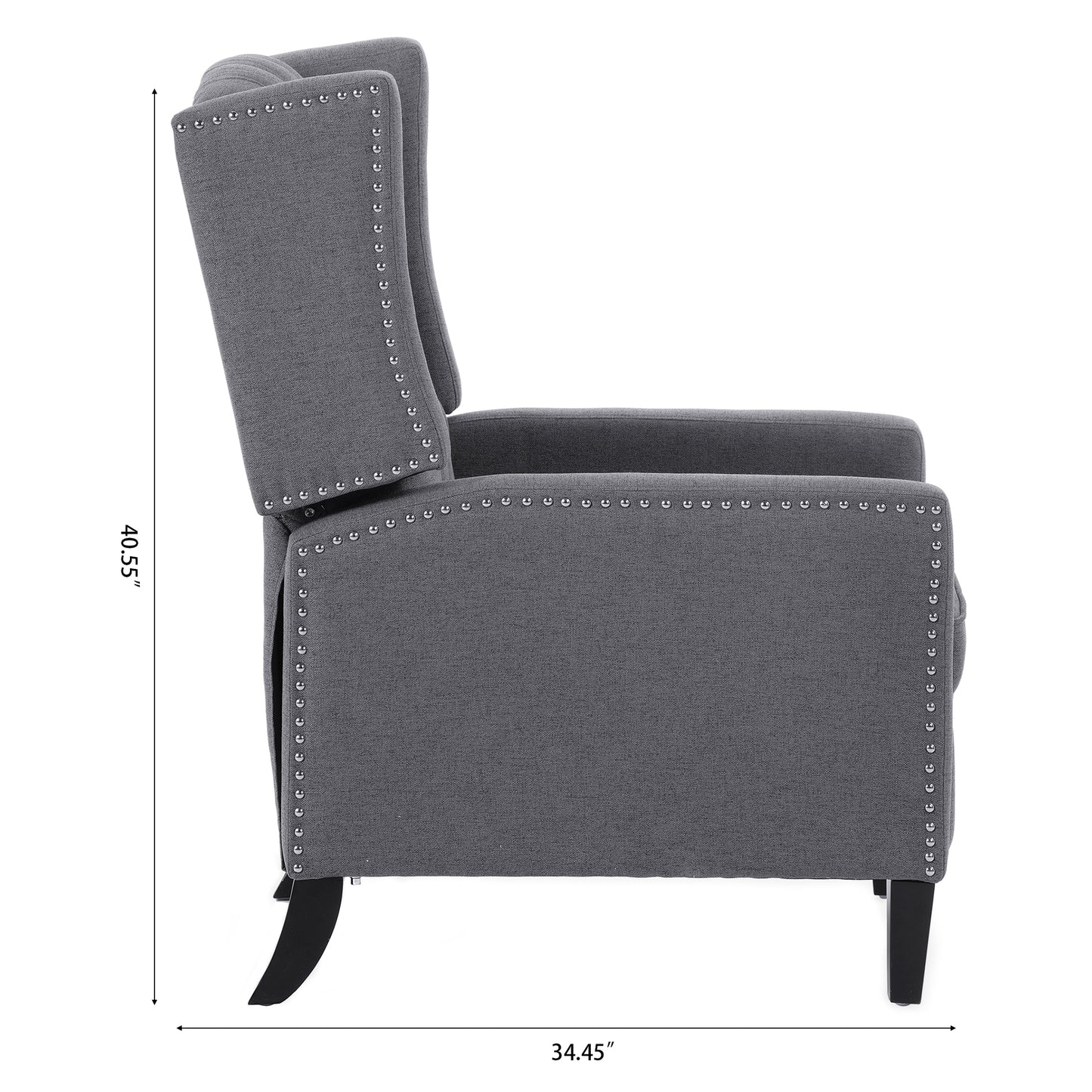 27.16 Inch Grey Fabric Wing Chair Recliner with Adjustable Backrest