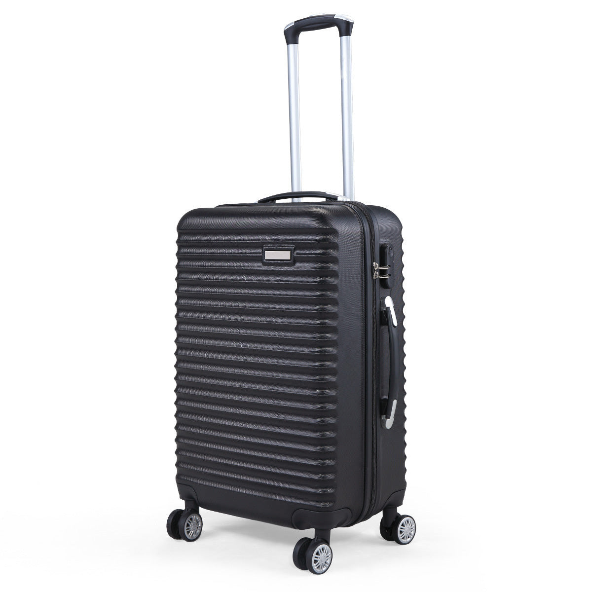 Set of 3 Trolley Suitcases Travel Luggage Storage, Black