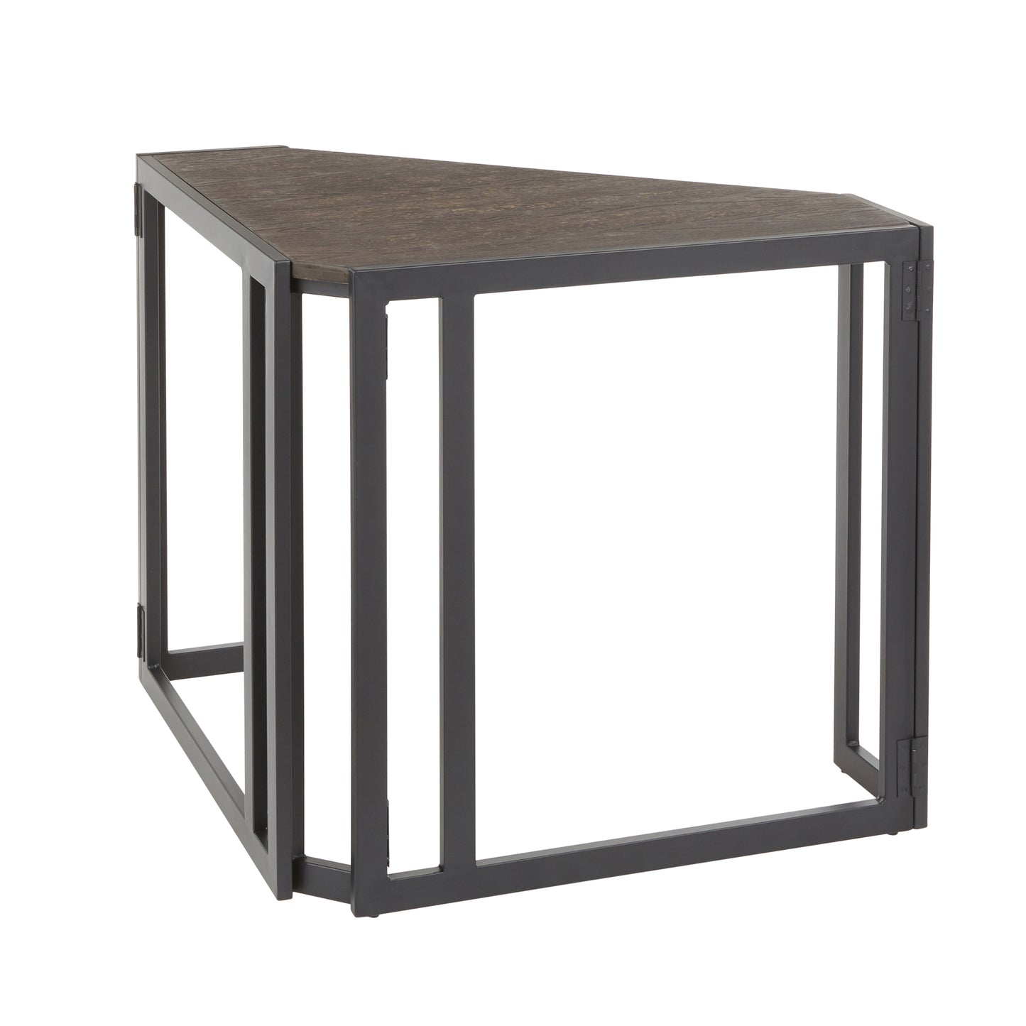 Roman Industrial L-Shaped Desk: Black Metal with Espresso Bamboo Top