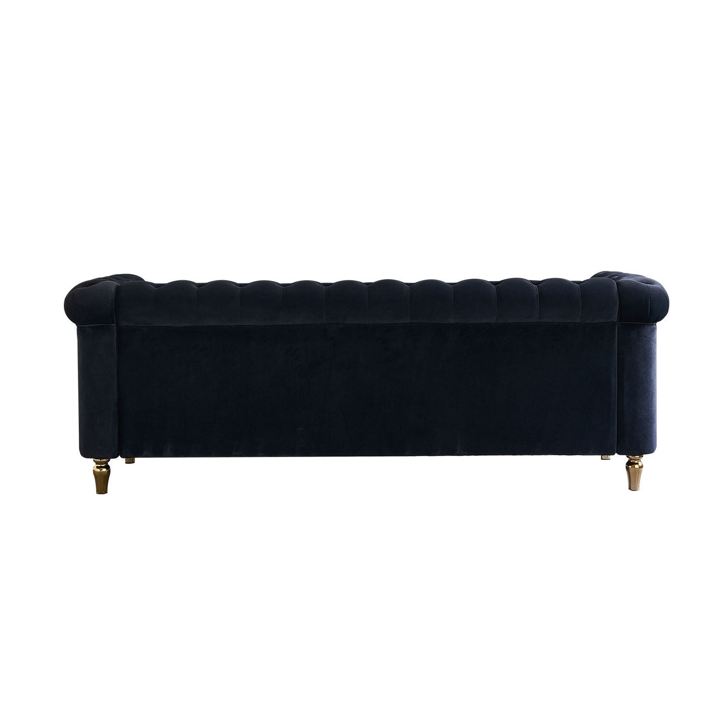 Chesterfield Velvet Sofa 84.65 inch for Living Room Black Color