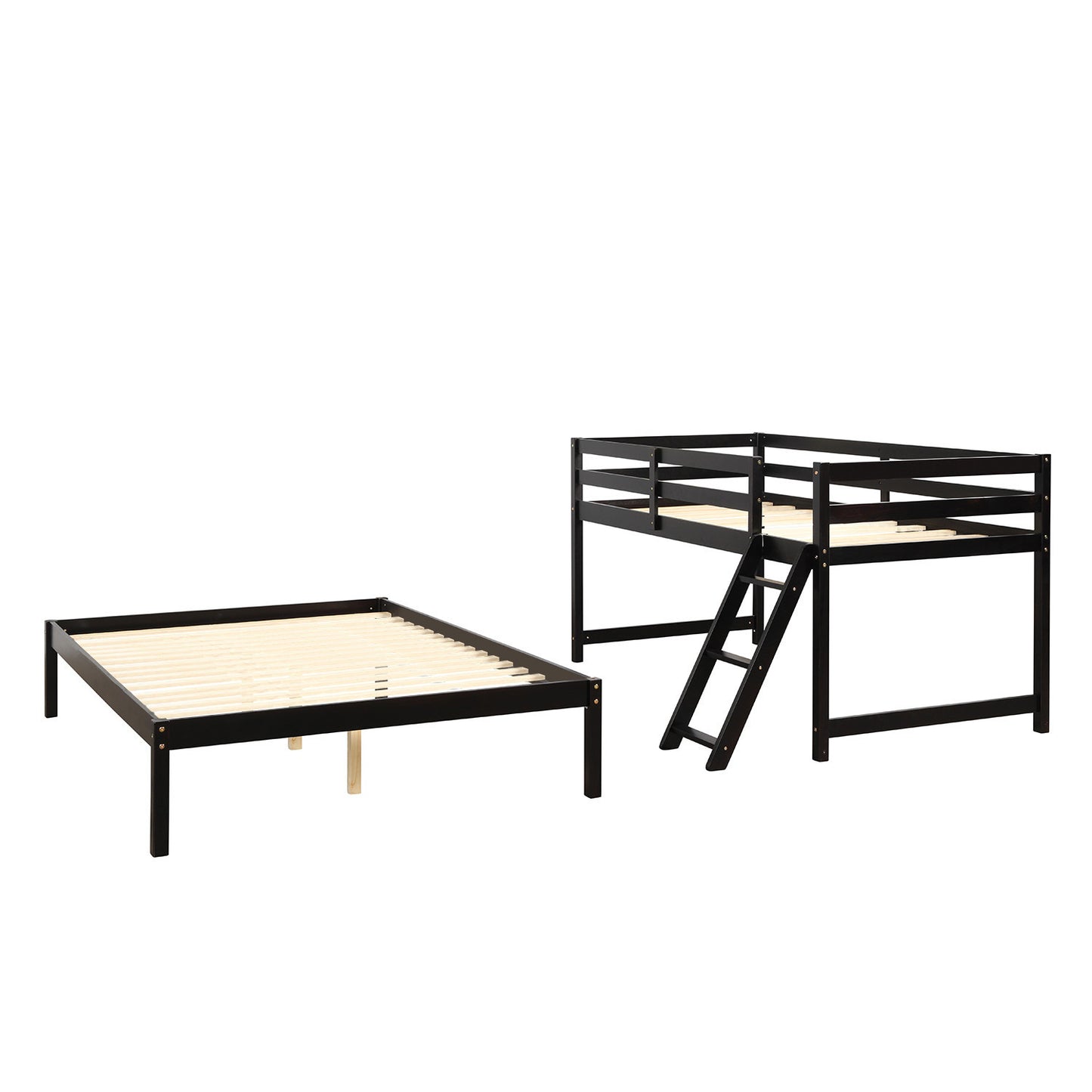 Elegant Twin Full Espresso Bunk Bed with Maximized Space