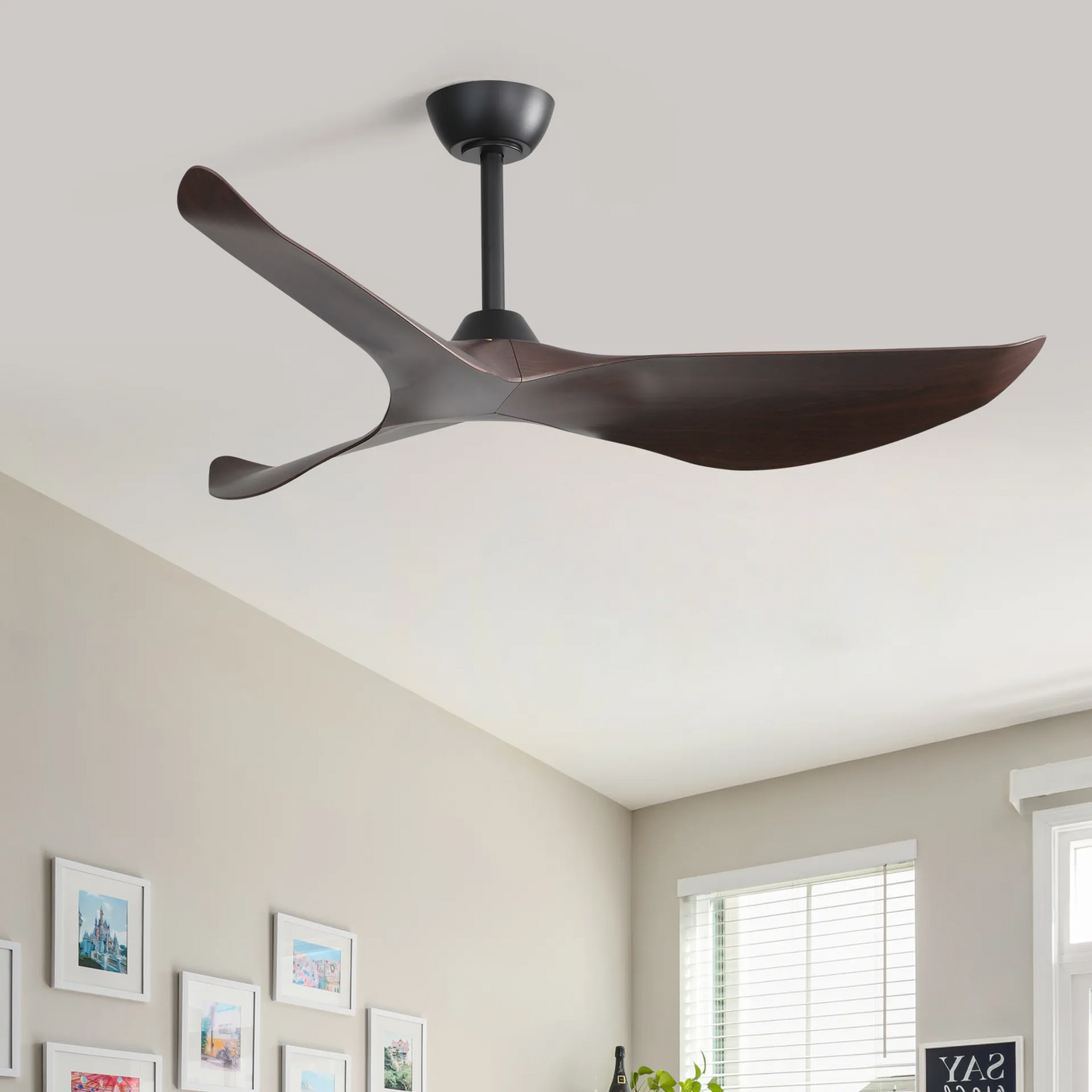 52-Inch Modern Indoor Ceiling Fan With Remote Control and Reversible Solid Wood Blades