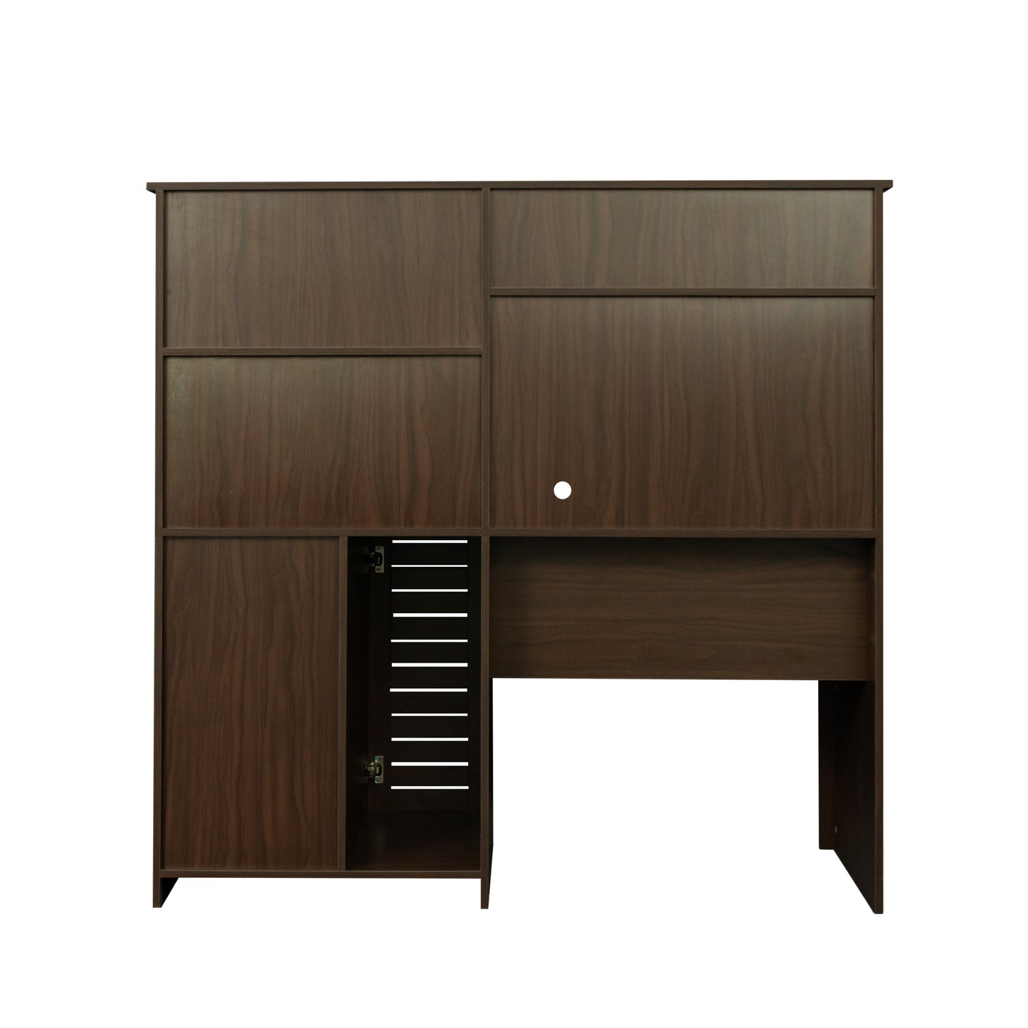 Elegant Walnut Home Office Desk with Hutch and Spacious Storage Capability