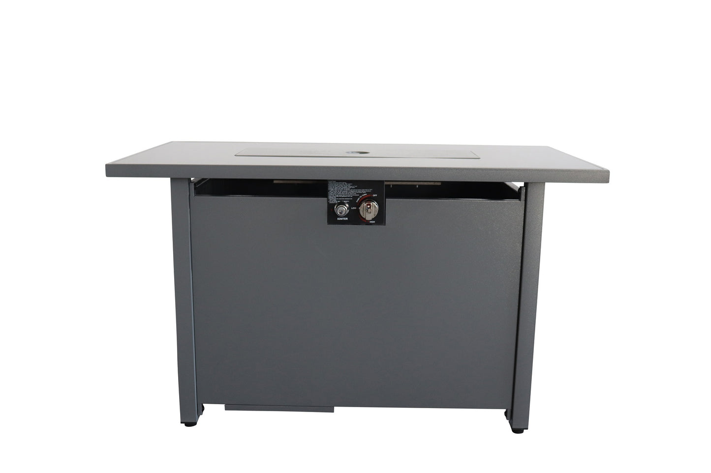 Steel Outdoor Fire Pit Table with Lid - Modern Gray 25'' H x 42'' W by Living Source International
