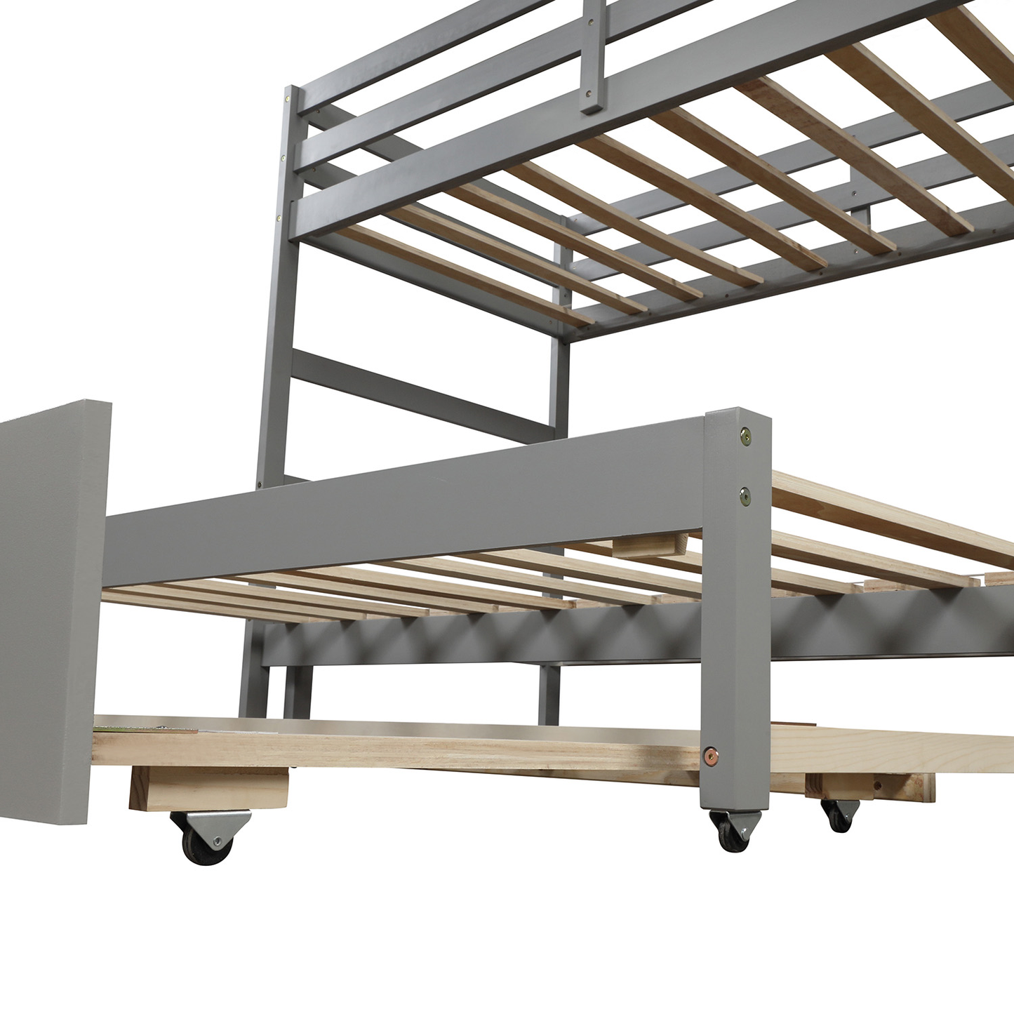 Gray Stairway Bunk Bed with Trundle and Storage