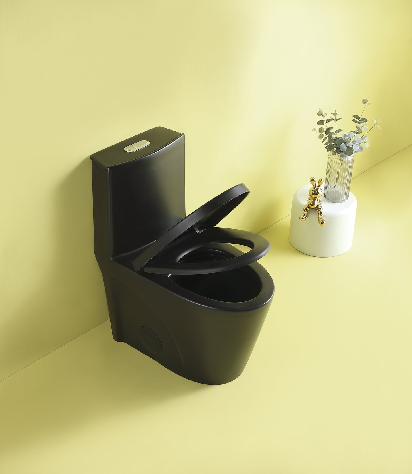 15 5/8 Inch 1.1/1.6 GPF Dual Flush 1-Piece Elongated Toilet with Soft-Close Seat - Matte Black 23T01-MB