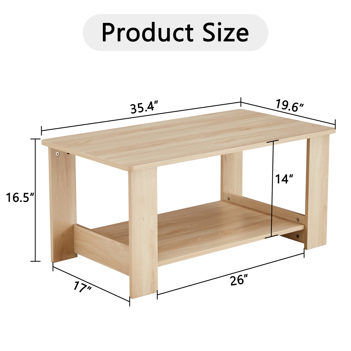 Log Colored Double Layered Rectangular Coffee Table