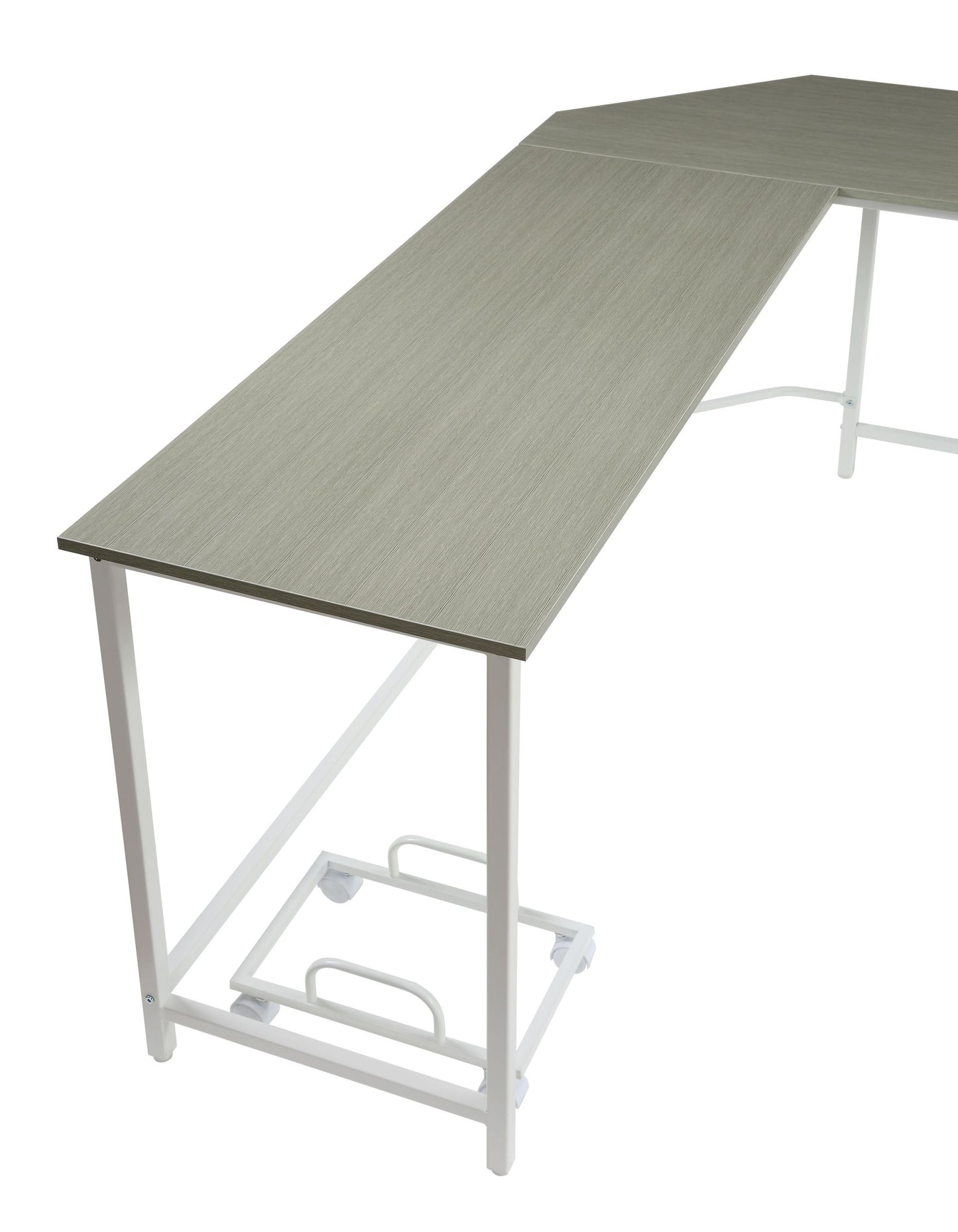 Dazenus Modern Gray and White L-Shaped Computer Desk