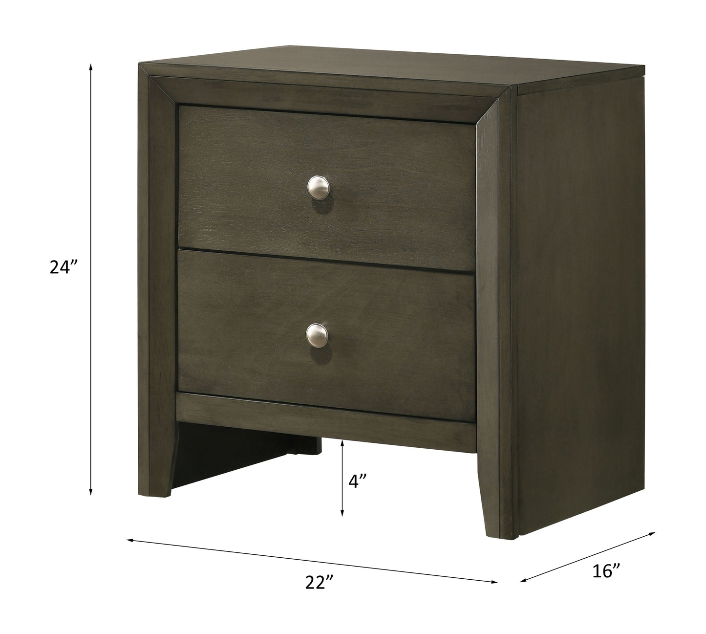 Ilana Nightstand, Gray Finish 28473