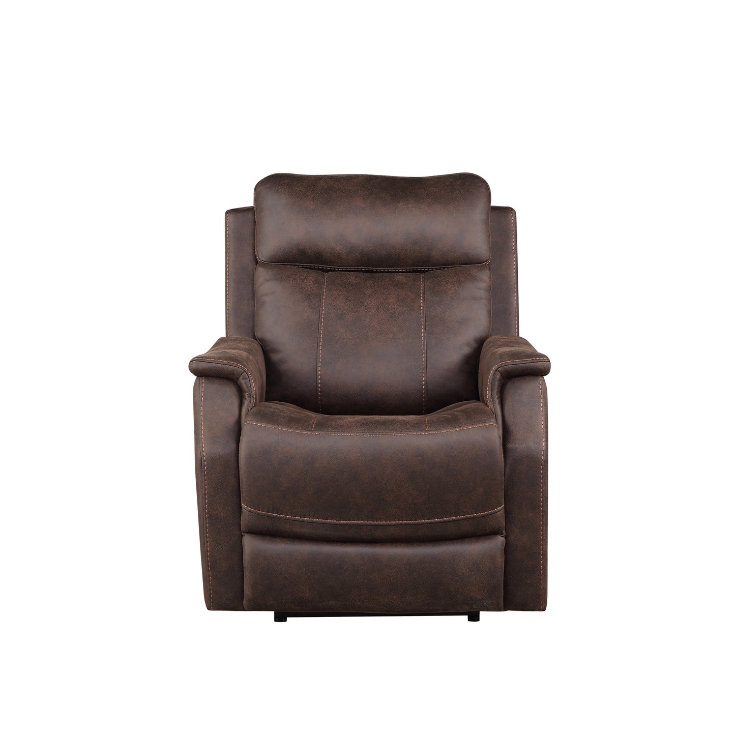 Contemporary Walnut Leatherette Recliner with USB Charging and Dual-Power Adjustment