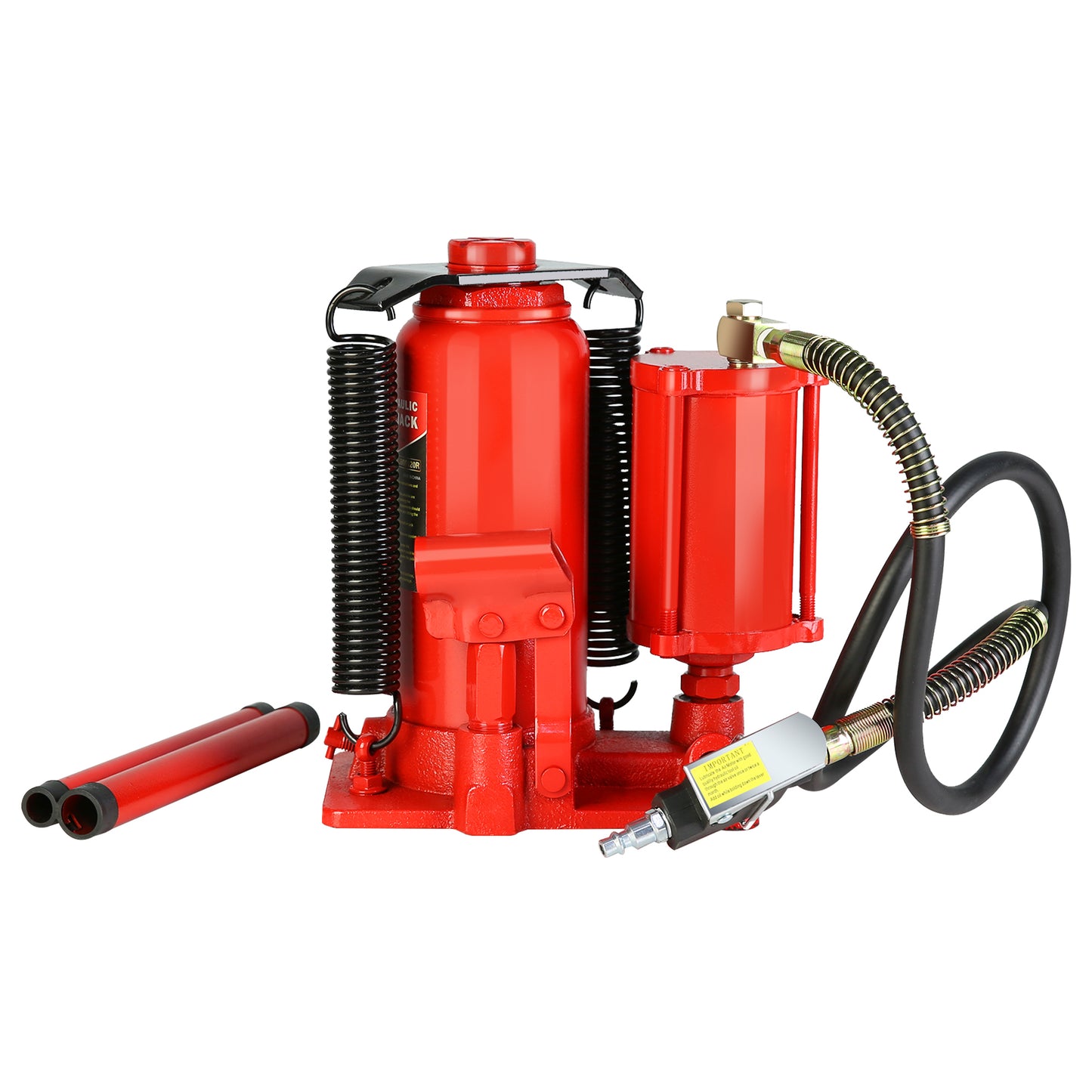 12-Ton Air Hydraulic Bottle Jack with 2-Section Long Handle