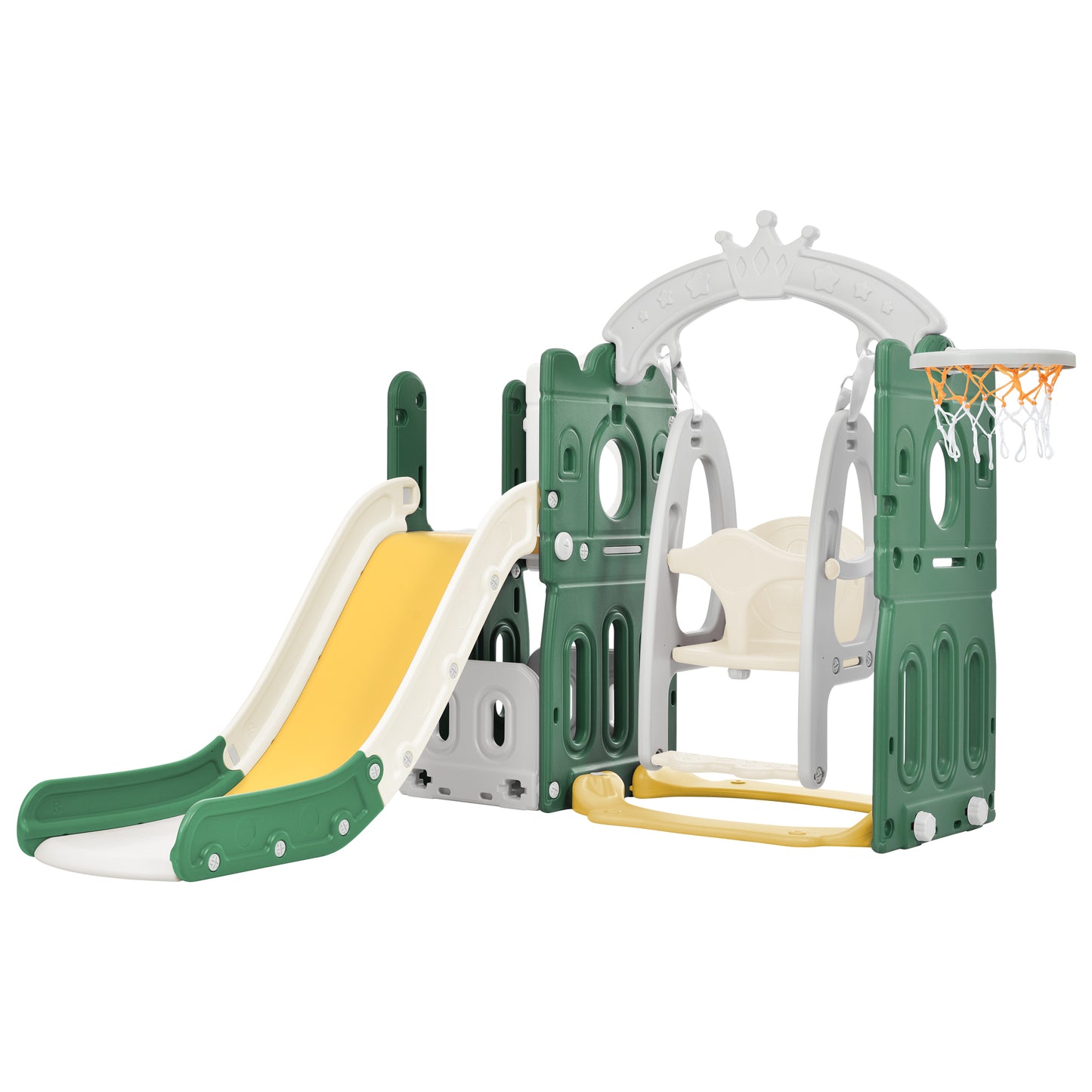 5-in-1 Kids Playground Climber Slide and Swing Set