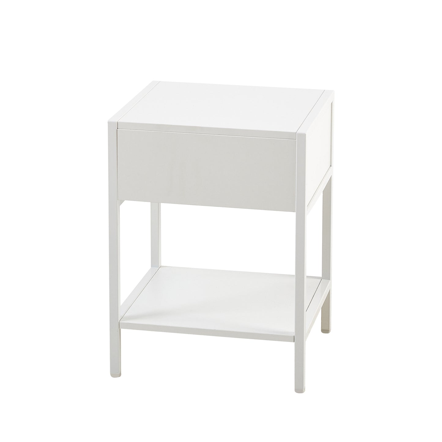 15.74" Rattan End table with  drawer, Modern nightstand, metal legs,side table for living room, bedroom,white(1 pc)