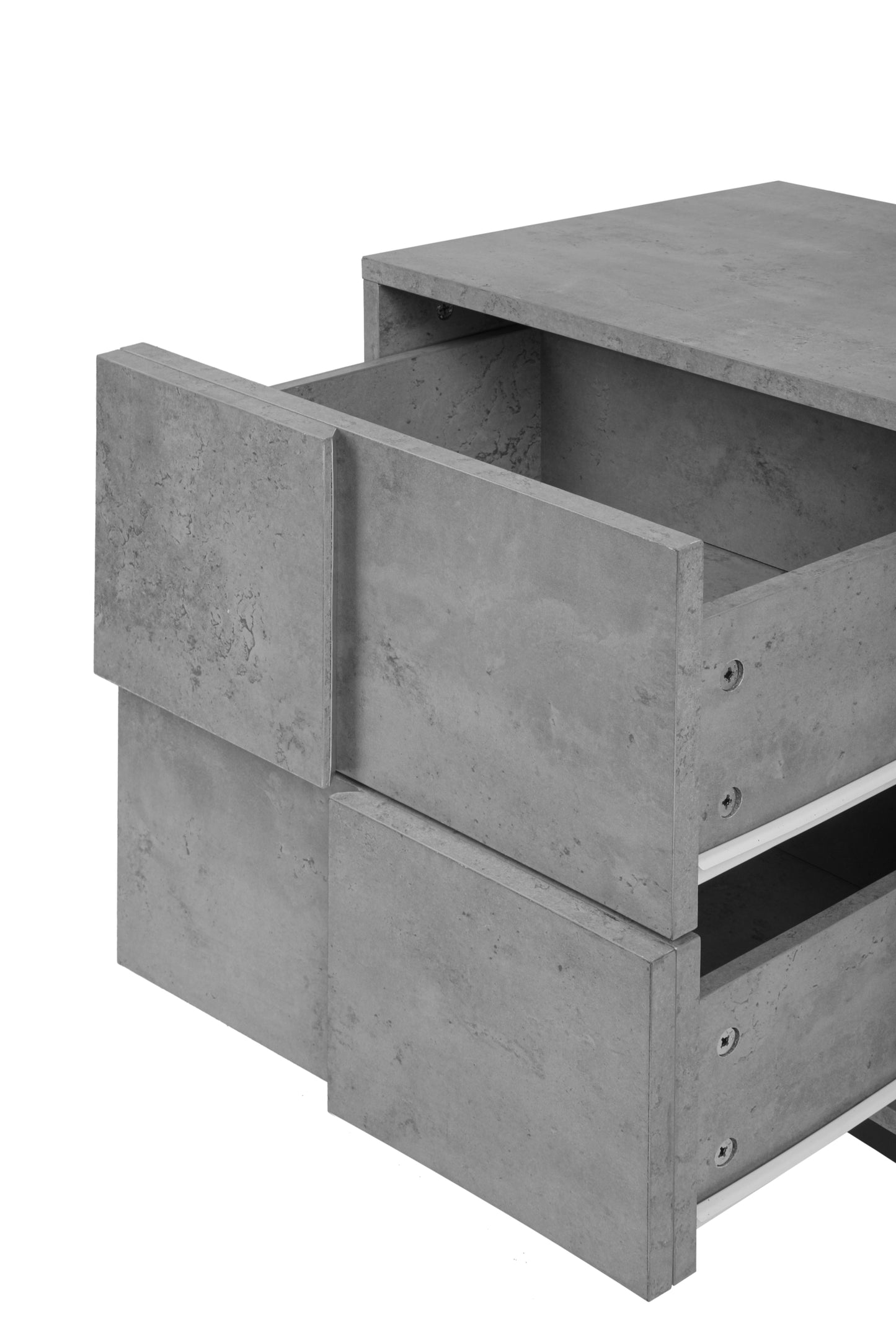 2 Drawer Nightstand,geometric elements,cement grey,for bedroom, living room and study