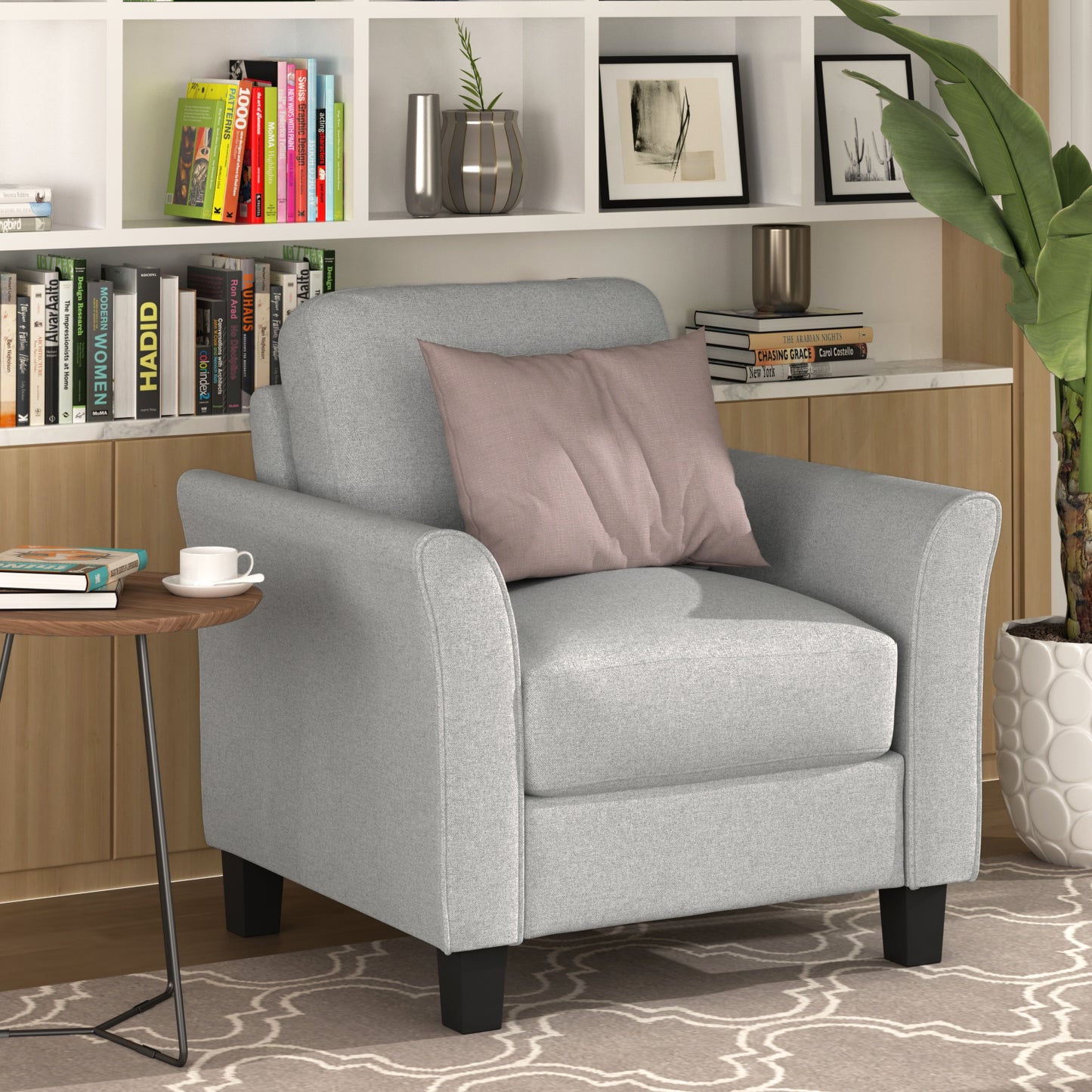 Living Room Furniture chair  and 3-seat Sofa (Light Gray)