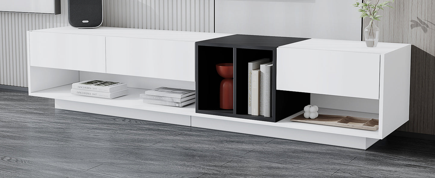 Elegant Two-Tone Media Console with Versatile Storage Solution for Living Room