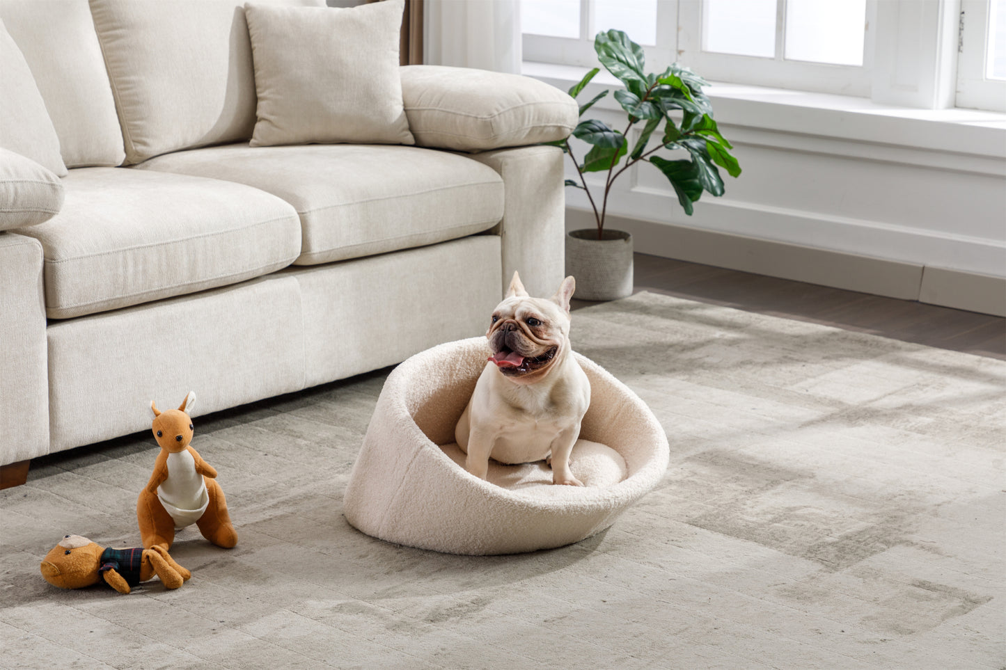 PANGPANG Cat Bed Pet Sofa With E1 Solid Wood frame, Cashmere Cover,Mid Size,BEIGE